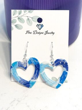 Deep Blue Heart Earrings
